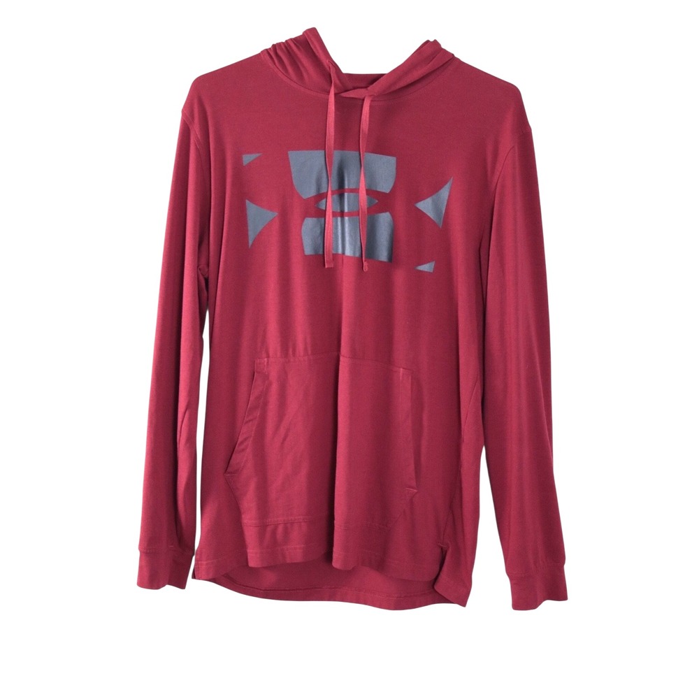 Under Armour Men's Size M UA Velocity‎ Hoodie Ultra-Soft Burgundy Big Front Logo